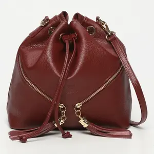 1987 by Abaco - Sac bandoulière en Cuir beth bordeaux - 24x25x13 cm OS pas cher