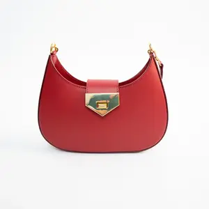 Abaco Studio - Sac porté épaule en Cuir Nella Bordeaux - 26x16x5 cm OS pas cher