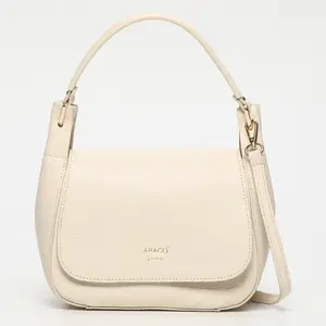 Abaco Studio - Sac porté épaule en Cuir Milva Blanc Cassé - 30x20x12 cm OS pas cher