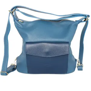Abaco Studio - Sac à bandouliere en cuir Effia bleu clair - 36 x 31 x ... pas cher