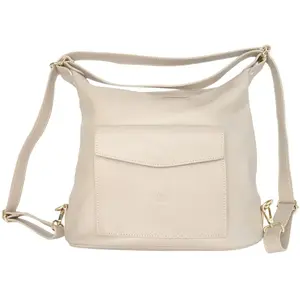 Abaco Studio - Sac à bandouliere en cuir Effia taupe clair - 36 x 31 x... pas cher