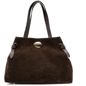 Abaco Studio - Sac à bandouliere en cuir Vera Suede moka - 28x25x15cm OS pas cher