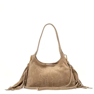 1987 by Abaco - Sac à bandouliere en cuir Rodeo taupe - 22x12x6.5cm OS pas cher