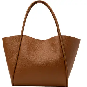 Abaco Studio - Sac porte épaule en cuir Stacy camel -50x30x15cm OS pas cher