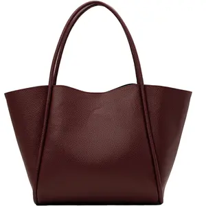 Abaco Studio - Sac porte épaule en cuir Stacy bordeaux - 50x30x15cm OS pas cher