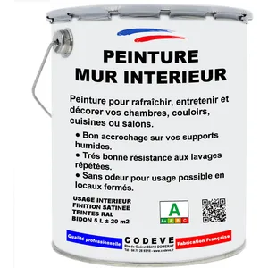 Codève bois Peinture Mur Interieur - 4x5 L 7040 - Gris fenêtre - Intérieur - Pour La Décoration De Votre Salon, Séjour, Cuisine Ou Chambre.Vendu paramazon