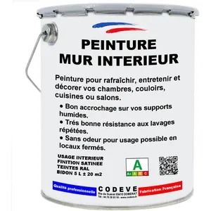 Peinture Mur Interieur - 5 l - Codeve Bois - ral 5005 - Bleu sécurité pas cher