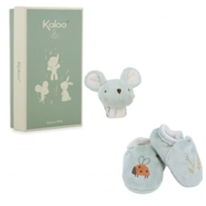 Comparateur de prix : Kaloo Bracelet Sonore & Pantoufles Souris Peluche
