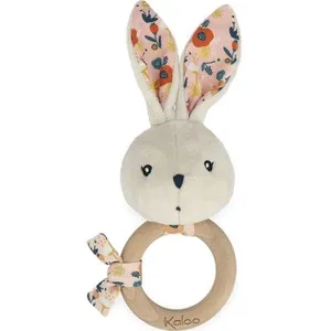 Hochet Lapin Coquelicot - Kaloo - Bois - Blanc - Mixte Blanc pas cher