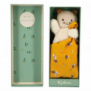 Comparateur de prix : Kaloo - K226003 - Doudou Carre douceur Chat jaune - 18 cm