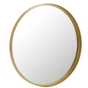 J-Line Miroir rond avec bord haut en métal doré de 60 cm