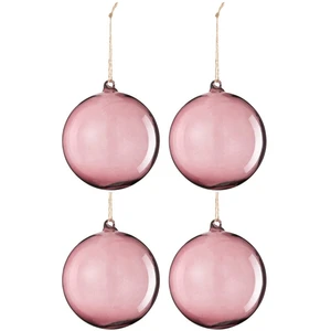 J-line Boite de 4 boules de Noël en verre mauve 12x12x12 cm pas cher