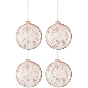 J-line Boite de 4 boules de Noël en verre rose 12x12x12 cm pas cher