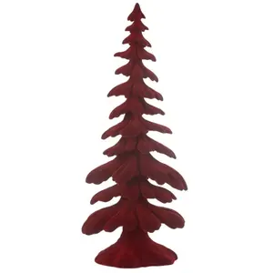 J-line Sapin de Noël en polyrésine rouge 21x13.5x51 cm pas cher