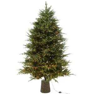 Sapin de Noël avec led en plastique vert 140x140x210 cm