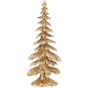 J-line Sapin décoratif en polyrésine doré 21x13.5x51 cm pas cher