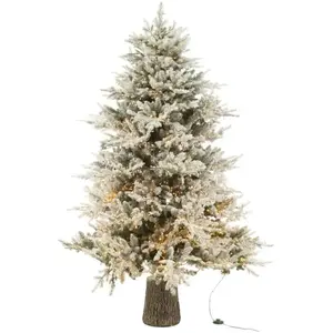 J-line Sapin de Noël artificiel avec led en plastique blanc 140*140*210 cm