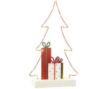 J-line Sapin de Noël en bois multicouleur 20x7x34 cm pas cher
