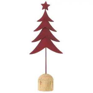 J-line Sapin de Noël en métal rouge 14.5x7x40 cm pas cher