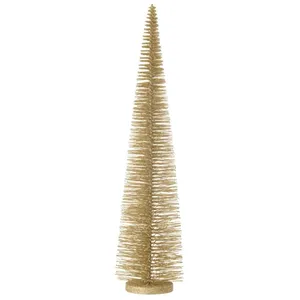 J-line - Sapin de Noël artificiel en plastique doré 15x15x61 cm pas cher