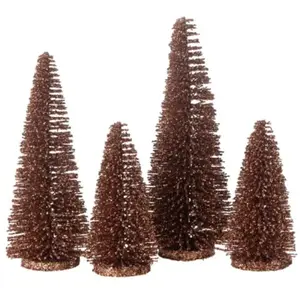 J-line Sapin de Noël artificiel en plastique marron 10x10x15 cm pas cher