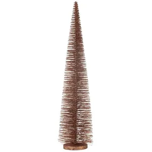 J-LINE Sapin de Noël artificiel en plastique marron 15x15x61 cm pas cher