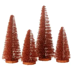 J-line Sapin de Noël artificiel en plastique cuivre 10x10x15 cm pas cher