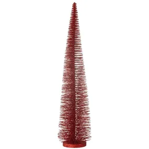 J-LINE Sapin de Noël artificiel en plastique rouge 15x15x61 cm pas cher