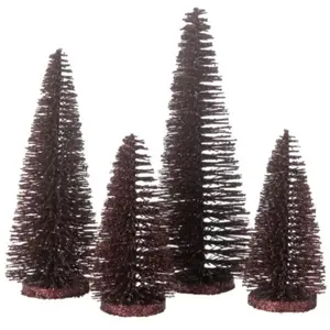 J-line Sapin de Noël artificiel en plastique rouge 10x10x15 cm pas cher