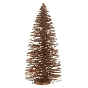 J-LINE Sapin de Noël en bois marron 20x20x48 cm pas cher
