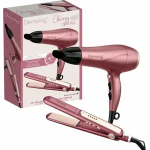 Coffret set lisseur + Sèche-cheveux - DEMELISS - 2200 W - Cherry Chéri... pas cher