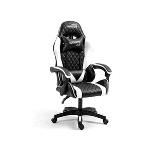 Comparateur de prix : Amstrad ULTIMATE-WHITE Fauteuil / Chaise de bureau Gamer coloris blanche & rouge - coussin lombaire & appuie tête