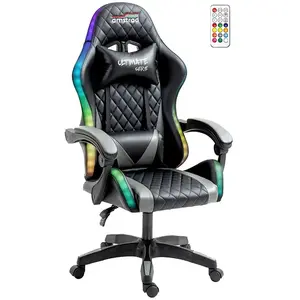Fauteuil Gaming Amstrad AMS-900-LED-DRIVE - Éclairage LED 366 Effets, Télécommande, Dossier Inclinable 150°, Poids Max 130kg - Noir Et Gris