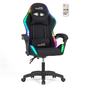 Amstrad ams-910-led-bk fauteuil - chaise de bureau gamer noir avec écl...