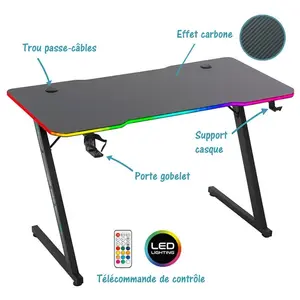 Bureau Gaming Amstrad Ams-desk120z Led Astra pas cher