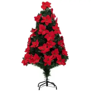 1001KDO Sapin lumineux poinsettia 50 led 127 cm rouge pas cher