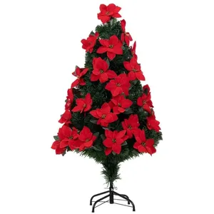 1001KDO Sapin artificiel lumineux poinsettia 50 led 127 cm rouge pas cher