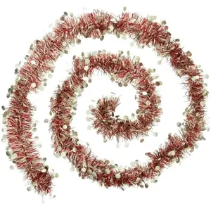 1001kdo - Guirlande de Noel 4 plis Pastilles 200 cm rouge or