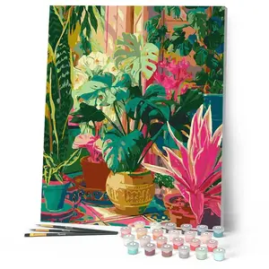 Figured'Art Peinture au numéro : Jardin tropical intérieur - sans châs...