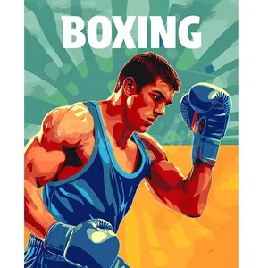 Figured'Art Peinture par Numéro Adulte avec Cadre Affiche sportive Boxe - Activité Manuelle Kit de Loisir Créatif DIY Numéro d'Art Complet - 40x50cm toile tendue sur châssis pas cher