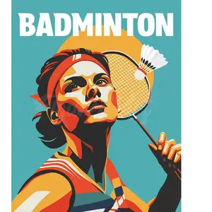 Figured'Art Peinture par Numéro Adulte Affiche sportive Badminton - Activité Manuelle Kit de Loisir Créatif DIY Numéro d'Art Complet - 40x50cm sans châssis en bois pas cher