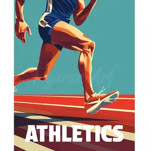 Figured'Art Peinture par Numéro Adulte Affiche sportive Athlétisme - Activité Manuelle Kit de Loisir Créatif DIY Numéro d'Art Complet - 40x50cm sans châssis en bois pas cher
