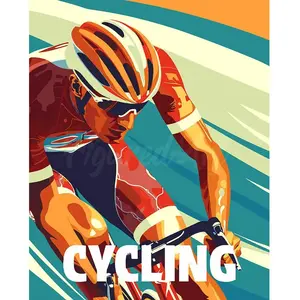 Figured'Art Peinture par Numéro Adulte Affiche sportive Cyclisme - Activité Manuelle Kit de Loisir Créatif DIY Numéro d'Art Complet - 40x50cm sans châssis en bois pas cher