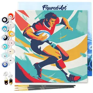 Figured'Art Mini peinture au numéro : Affiche sportive Rugby  - toile ... pas cher