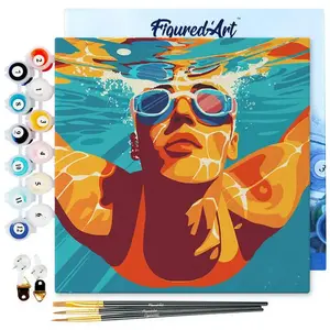 Figured'Art Mini peinture au numéro : Affiche sportive Natation  - toi... pas cher
