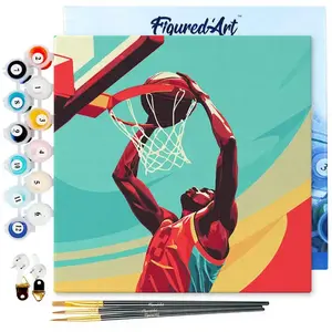 Comparateur de prix : Figured'Art Mini peinture au numéro : Affiche sportive Basket  - toile...
