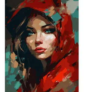 Figured'Art Peinture par Numéro Adulte avec Cadre Femme au foulard rou...
