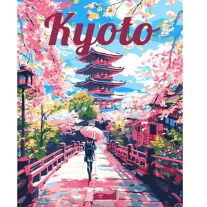 Peinture par Numéro - FIGURED'ART - Kyoto en fleurs - 40x50cm - Kit complet - Relaxation créative pas cher