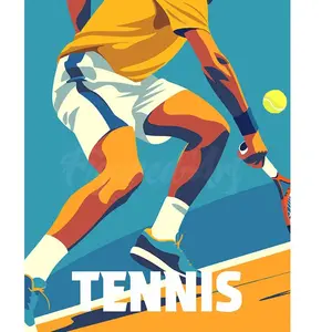 Figured'Art Peinture par Numéro Adulte Affiche sportive Tennis - Activité Manuelle Kit de Loisir Créatif DIY Numéro d'Art Complet - 40x50cm sans châssis en bois pas cher