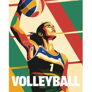 Figured'Art Peinture par Numéro Adulte Affiche sportive Volley - Activité Manuelle Kit de Loisir Créatif DIY Numéro d'Art Complet - 40x50cm sans châssis en bois pas cher